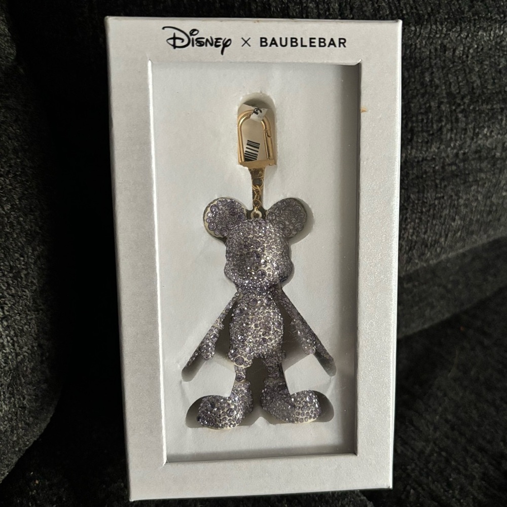 Lavender Rhinestone BaubleBar Mickey Mouse Bag Keychainin